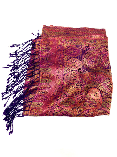 Silk jacquard loomed shawl