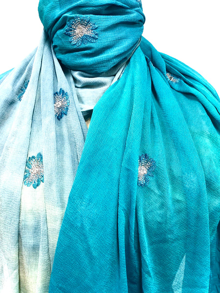 Ecodyed indigo silk scarf #20