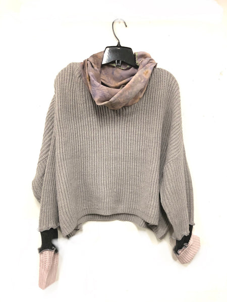 Eco dyed silk cowl upcycled sweater