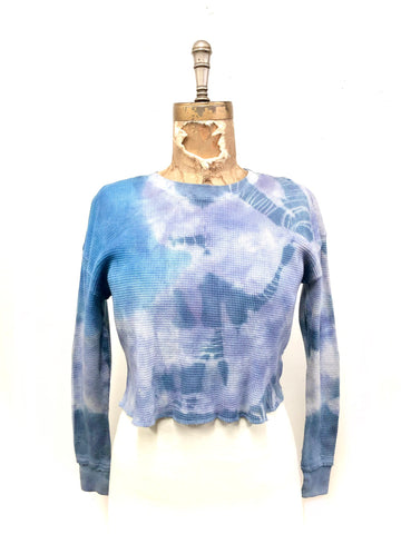 100% cotton crop waffle long sleeve t-shirt