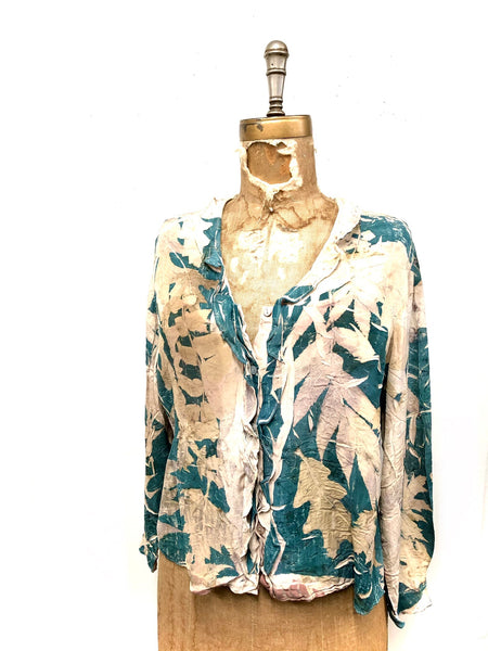 100% Silk eco dyed long sleeve blouse