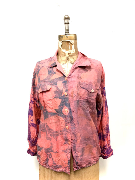 100% Silk long sleeve ecodyed blouse