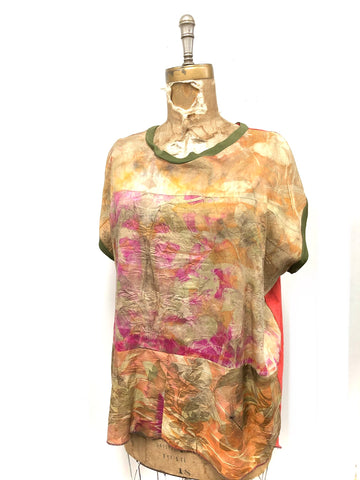 Silk front  eco dyed T-shirt