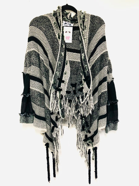 Boho Fringe Woven Collar Cardigan